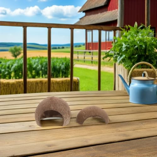 GANAZONO 4pcs Reptile Hideouts Coconut Shell Hide Boxes, Natural Tank Accessories with Large and Small Sizes, Shelter Caves for Bearded Dragon, Leopard Gecko, Hermit Crab Habitat