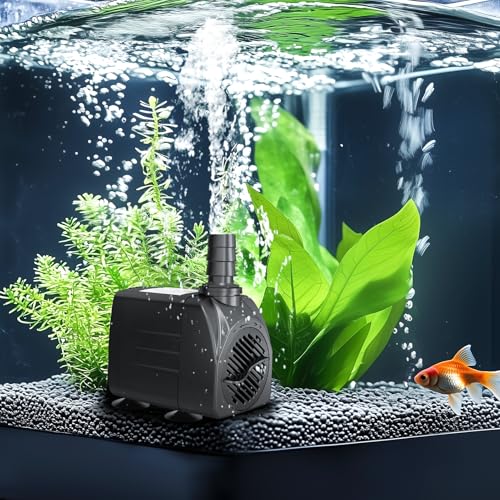 GROWNEER 550GPH Submersible Pump 30W Fountain Water Pump, 2000L/H, with 7.2ft High Lift, 3 Nozzles for Aquarium, Fish Tank, Pond, Hydroponics, Statuary, Pool - size: 550 GPH