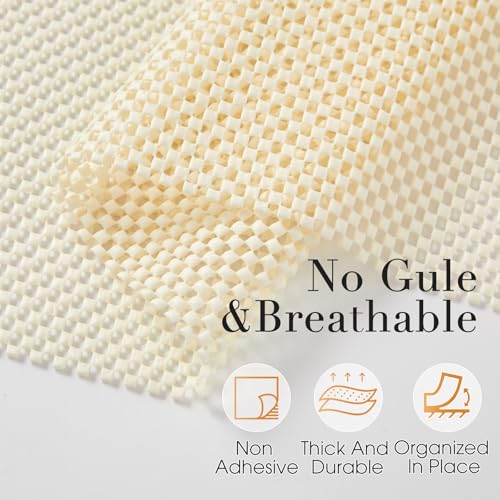 Beautysaid Shelf and Drawer Liner for Kitchen Cabinet, Non Adhesive Non Slip Shelf Paper Thickened for Dresser Pantry Shelve Bathroom Protector Liner Breathable Mat(Cream White Weave,12 in x 20FT) - color: Creamy White Weave, size: 12"W x 236"L
