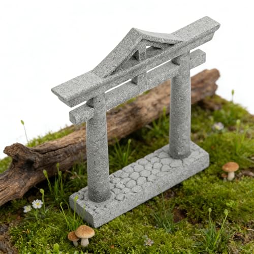 livelyfish Japanese Fish Tank Decorations Asian Aquarium Decor Torii Gate Ornament Japanese Shrine Oriental Pagoda Aquarium Sandstone Bridge Statues Betta Fish Decorations for Tank, L2 - size: Large-2