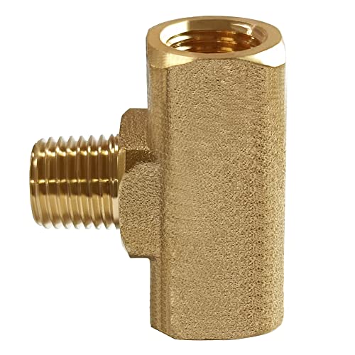 Uenede 2PCS Brass Tee Pipe Fitting 1/4" NPT Female x 1/4" NPT Male x 1/4" NPT Female for Water/Oil/Gas - style: Female x Male x Female