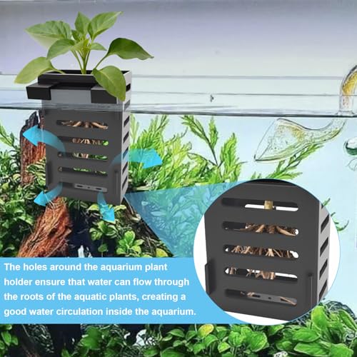 4Pack Aquarium Plant Holder Hanging Aquarium Planters with Hooks and Suction Cups Aquarium Planter Cups Fish Tank Plant Holders for Aquatic Plant Cultivation, Aquascape Decoration - color: 4pack