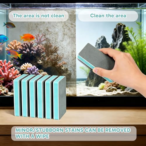8 Pcs Fish Tank Scrubber, Aquarium Sponge Cleaner Set, Sponge for Easy Dirt Removal, Multi-Use Aquarium and Home Kitchen Tool, Ideal for Fish Tank Maintenance