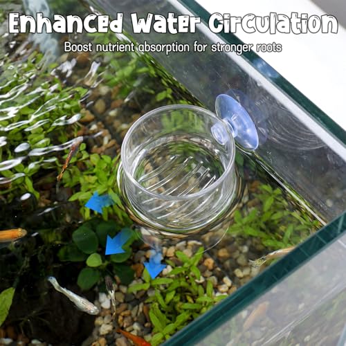 Gjinxi Aquarium Plant Holder, 2 Pcs Fish Tank Plant Pot, Clear Acrylic Aquatic Plant Cup, Red Worm Fish Shrimp Feeder, Aquarium Planter Cup with Suction Cup for Home Fish Tank Aquascape Decor