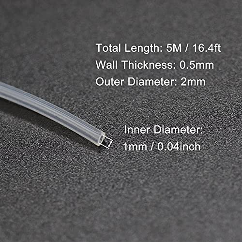 Silicone Tubing, 1mm ID x 2mm OD, 16.4ft (5m) Length, Flexible Silicone Rubber Tube Water Air Hose Pipe for Pump Transfer Transparent - size: 1mm ID x 2mm OD