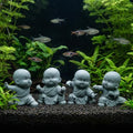 4pcs Mini Buddha Statue, Small Aquarium Decoration, Feng Shui Zen Monk Sandstone Sculpture, Cute Fish Tank Ornament for Home Garden