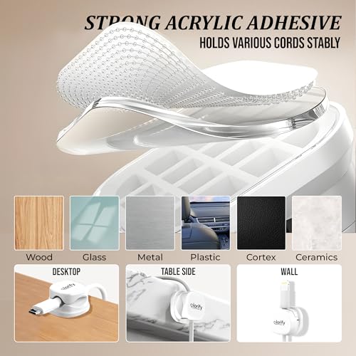 12 Pack Spring Cable Clips, White Adhesive Cord Organizer for Desk, Phone Charging Cords Holder, Car Cable Management, Cable Clips for Computer & Nightstand Charger Clips - color: White, size: Pack 12