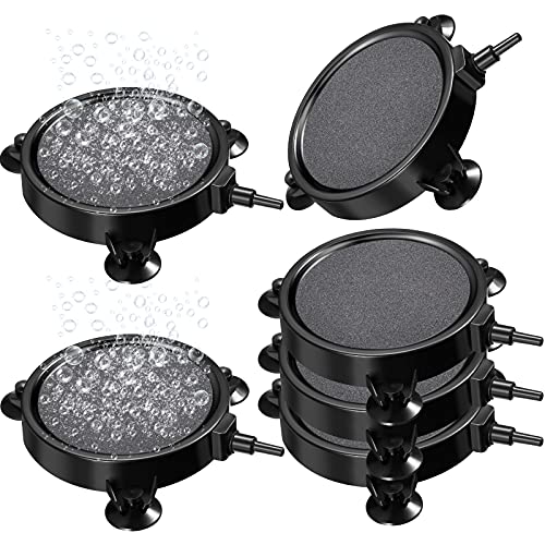 6 Pieces 4 Inch Air Stone Disc Bubble Diffuser Release Tool Fish Tank Bubble for Air Pumps Aquarium Fish Tank Hydroponics Air Pump Dwc Hydroponic Systems and Circulation (Black with Gray)