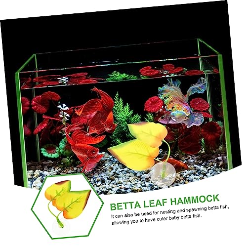 Toddmomy Betta Fish Resting Leaf Hammock Oviposition Pad for Fish Tanks Easy to Install Cup Double Leaf Design