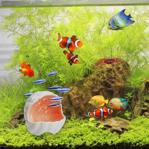 AnRui Cute Aquarium Decorations Ceramic Conch Shell-Shaped House Thematic Betta Fish Tank Accessory Decor Ornament Hideout Cave for Fish Playing or Hiding, Pink