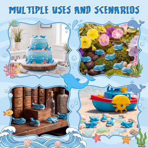 Geelin 50 Pcs Mini Resin Mosasaurus Figurines Tiny Resin Figurines Small Sea Dinosaur Ornament Charms Figure Tiny Ocean Animals Crafts for Dollhouse Landscape Aquarium Garden Desktop Ocean Party