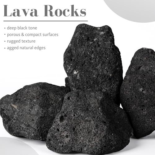 6.1-8.1 Inches Natural Black Lava Rock, 4 PCS Large Aquarium Rocks for Aquascaping, Terrariums, Reptile Tanks & Aquarium Décor - size: 6.1-8.1 in