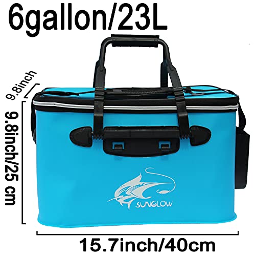 Grneric Fishing Bucket, 6Gallon/8Gallon/10Gallon Foldable Fish Bucket,Live Fish Container Multi-Functional Live Fish Bait Bucket,Outdoor Camping EVA Fishing Bag and Fish Protection Bucket - color: 23l/6gallon(blue)
