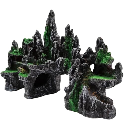 Large Fish Tank Decoration Mountain View Aquarium décor Thematic Ornaments Betta Fish Hiding cave House Mermaid Decorative Accessories