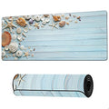 Shells on Blue Wood Large Mouse Pad Extended Gaming Mouse Pad Waterproof Desk Mat with Stitched Edge,Non Slip Base Keyboard Mouse pad for Home Office 35.4" X 15.7" - color: Shells on Blue Wood