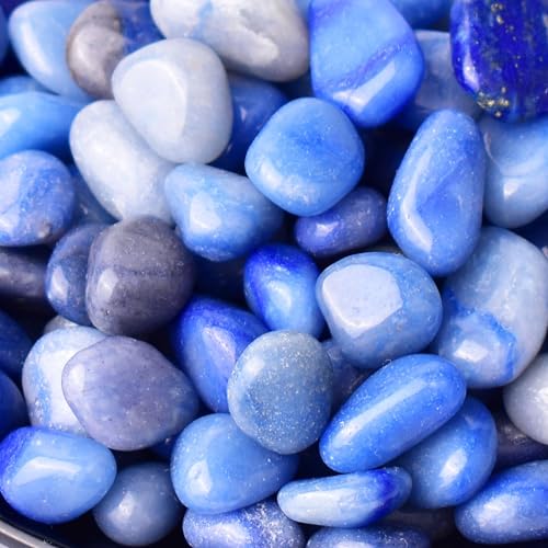 Polished Blue Aventurine Crystals - 72 Pcs, 0.5" 10 oz Handpicked Natural Tumbled Gemstones Rocks, Pebbles for Reiki, Chakra, Healing Home Decor - color: Blue Aventurine, size: 0.5"