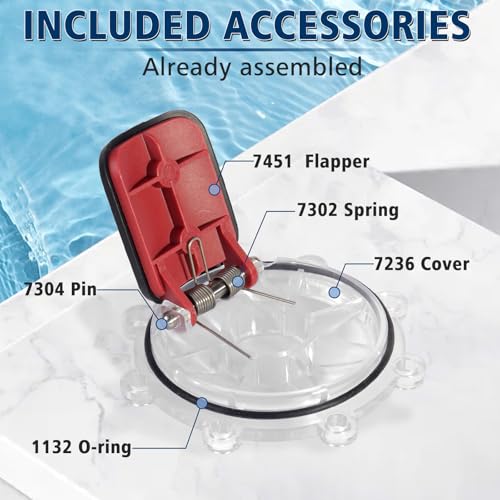 2 Pack 7056 Pool Check Valve Cover with Flapper Assembly Replacement for Jandy 7235 7236 7305 7511 7512, Check Valve Flapper Rebuild Kit Compatible with Zodiac Jandy Spring Check Valve (2 Pack/Set)
