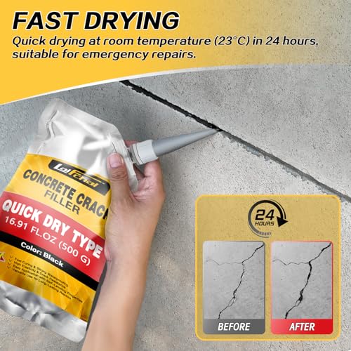 Asphalt Crack Sealant, Cement Crack Filler, High Elasticity Self Leveling Caulking Glue, Waterproof Concrete Repair for Driveways, Walkway, Patio, Joint, Indoor and Outdoor (1 Pack - 1.1LB) - style: 1 Pack - 1.1LB