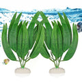 2Pcs Artificial Aquatic Plants Set - Lifelike Silk Fabric Leaves for Aquarium Decoration, Easy to Maintain, Vibrant Underwater Garden (Green)