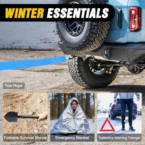 Nilight Car Emergency Kit with Jumper Cable, First Aid Kit Safety Assistance Tools for Travel Camping Outdoor Cars Truck SUV RV, Roadside Essentials with Flash Light - color: Essential Kit+Air Compressor+Tire Fuse kit