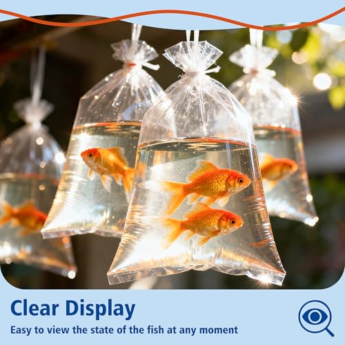 Live Fish Bags,Double Seal, Leak Proof, Heavy Duty for Aquarium Fish Shipping, Transportation, 50 Pack 7.5” x 13”