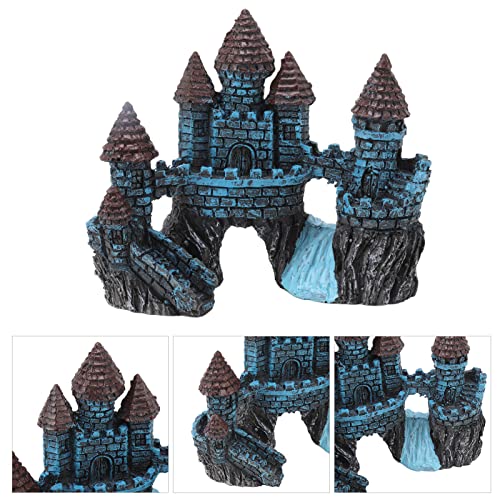 Resin Castle Aquarium Decorations,Hideout Castle House Cave Stone Head Aquarium Ornament,Fish Tank House Decor for Freshwater Saltwater