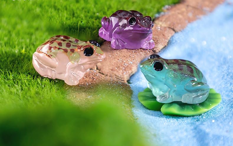EMiEN 10Pcs Luminous Mini Frog for Decoration Fairy Garden Plant Décor,Cabinet,Aquarium Ornaments Party etc.