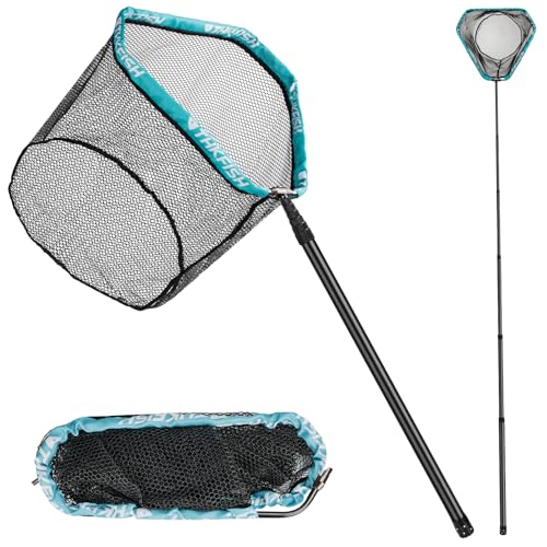 THKFISH Carbon Fiber Fishing Net - Long Handle, Portable Telescopic Landing Net - 27 to 157.5 Inch - Aluminum Mesh Frame Rubber Coated - size: 118” Telescopic Handle/19.7” Hoop Size