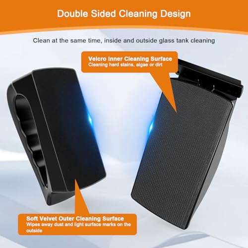hygger Aquarium Strong Magnetic Glass Cleaner, Professional Fish Tank Algae Magnet Cleaning Tool with Scraper for 0.1-0.2 Inch Thick Glass Freshwater and Saltwater Tank, S