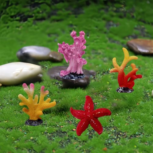 16 Pcs Aquarium Coral Plant Decor,Vivid Multicolor Resin Artificial Coral Reef Sea Star Decor for Fish Tank Aquarium Landscape Table Home Decor Garden Pond Micro Landscape Scenery