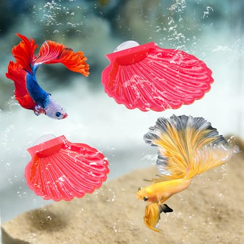 2pcs Betta Fish Shell Hammock, Large Aquarium Hammock Shell with Suction Cup, Shells Betta Resting Spot, Aquarium Decorations Accessories (Gold Red) - color: Gold Red Gradient