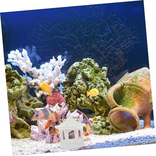 HANABASS Hexagonal Pavilion Ornament 2.79X2.44X2.16In Miniature Ceramic Pavilion Statue for Fish Tank Decor Aquarium Decoration Zen Garden Accessories and Desktop Ornament