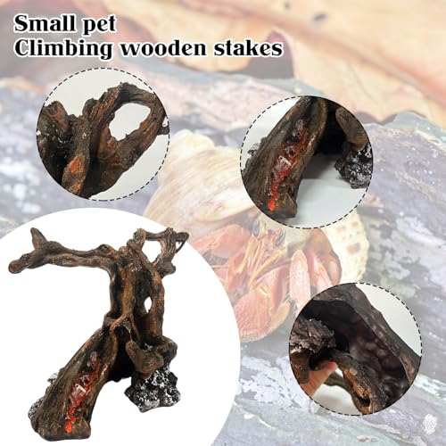 Rainmae Resin Hermit Crab Toy, 4.1 x 2.2 x 4.7 inches, Climbing and Hide Cave, Natural Tree Trunk Ornament for Small Animals, Gecko, Reptile, Lizard, Turtle, Frog, Chinchilla, Ferret