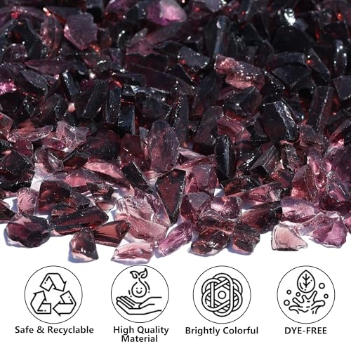 QYGL Crushed Glass for Resin Art, DIY Crafts, and Home Decor - 0.9LB Purple Broken Glass Pieces 3-6mm, for Vase Fillers, Tabletop Fire Pit, and Aquarium Rocks - color: Purple