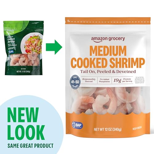 Amazon Grocery, Medium Cooked Shrimp, 12 Oz (Previously Amazon Fresh, Packaging May Vary)