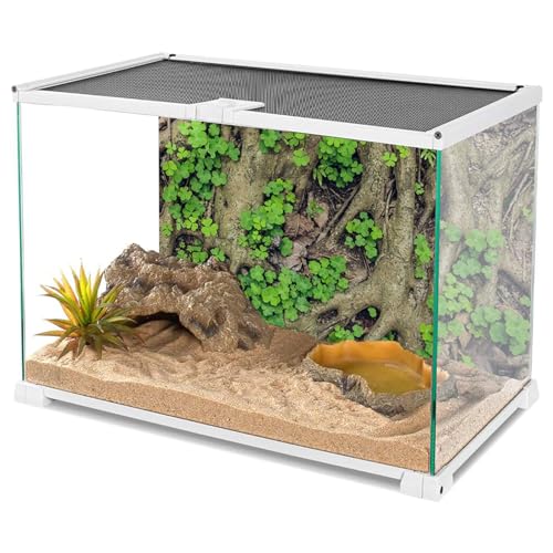 YongFoto Reptile Tank Terrarium Background 48x20 inch Vintage Old Tree Roots Green Grass Moss Bark Reptile Habitat Background Bearded Dragon Fish Tank Aquarium Polyester Backdrop - color: Green, size: 48x20in/120x50cm