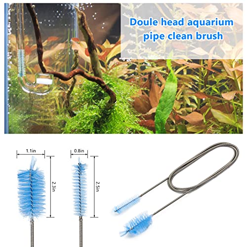 Extra Long Aquarium Aquascaping Tools Kit 8 in 1, Liveek Stainless Steel Aquarium Plant Tools Long Fish Tank Aquascape Tweezers Scissors Scrapers, PH Paper, Fish Net, Aquascape Clean Brush, Bag