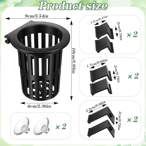 Telooco 4 Pcs Upgraded Large Aquarium Plant Holder with 3 Sizes Extension Hooks and 8 Suction Cups for Fish Tank Aquaponic Plant Cultivation and Hanging Aquatic Plants Aquascape Decorations (Black)