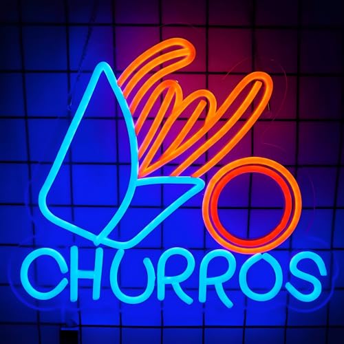 Churros Neon Sign For Churros Shop Decor Led Neon Lights Hanging Wall Art Decoration for Food Shop Restaurant Store Food Stand Truck Shop Juice Bar Market Party Home Wall Decor USB Powered Ultra Bright Dimmable, 15 * 13inch - color: Neon Churros