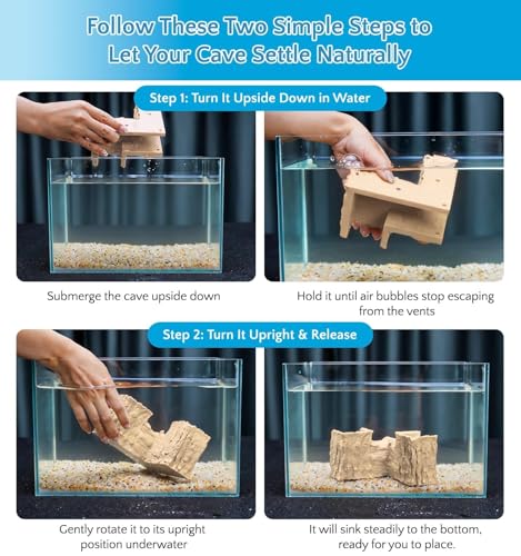 NUPICK Yellow Aquarium Cave for Corners, PETG 3D Printed Fish Tank Cave Hideout with Smooth Surface, Natural Wood-Like Aquarium Tunnel, Fish Tank Decor for Bettas, Shrimp, Corys, Loaches, Snails - color: Yellow