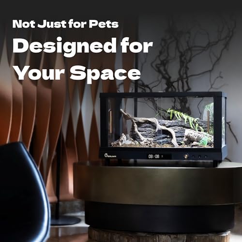 All-in-ONE Smart Reptile Tank, with air Exhaust System and Day-Night Cycle Function - Heating Thermostat, LED Ultraviolet UVB lamp, Suitable for Keeping Lizards, Geckos and Snakes - color: Black, size: City Pet 1-Plus