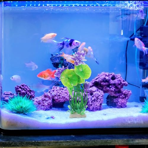 Simulated Lotus Aquarium .87 Inch Plastic Fish Tank Decoration for Freshwater Tanks and Desktop Aquariums Durable and Safe