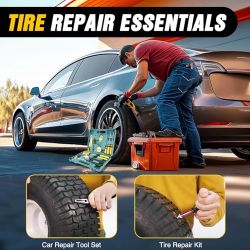 Nilight Car Emergency Kit with Jumper Cable, First Aid Kit Safety Assistance Tools for Travel Camping Outdoor Cars Truck SUV RV, Roadside Essentials with Flash Light - color: Essential Kit+ Tool Set+Tire Repair Fuse kit