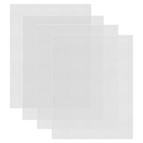 Caydo 4 Pieces 7 Count Plastic Canvas Sheets 10.5 x 13.5 Inch Plastic Mesh Sheet, Eye Mesh for Embroidery, Acrylic Yarn Crafting, Knit Crochet Projects and Make Dividers - color: Clear White - 4pcs