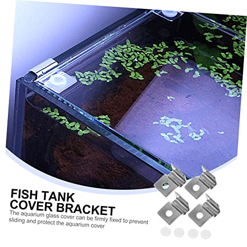POPETPOP Fish Tank Accessories 4Pcs Fish Tank Glass Aquarium Cover Clip Support Holder Stainless Steel - Slip Aquarium Accessories Universal Lid Clips 0. 6cm Rimless Aquarium - size: 2.1x0.6cm