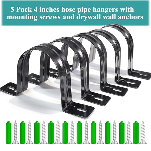 Dust Collection Hose and Pipe Holder Adjustable Hangers Bracket, Don’t Broken Like Plastic After Long Time, Durable Spray Iron, 5 PCS (Black, 4 Inch) - color: Black, size: 4 Inch