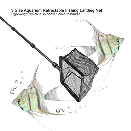 Pssopp Aquarium Fishing Landing Net, Retractable Fish Fishing Net Fish Shrimp Net Floating Objects Clean Tools for Fishes Catch and Release (M) - size: Medium