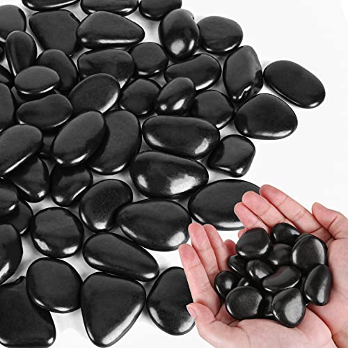 Black Pebbles for Indoor Plants 3.5 LB Small River Rocks 1"-1.5" Polished Decorative Stones Smooth Aquarium Gravel for Fish Tank Vases Planters Outdoor Landscaping Garden (56oz) - size: 3.5 LB (56oz), style: Black