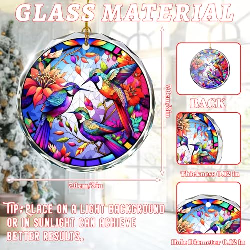 Hummingbird Stained Glass Ornament - Christmas Tree Decoration, Gift Exchange Present Idea - color: Hummingbird