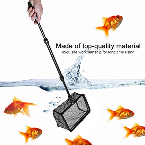 Pssopp Aquarium Fishing Landing Net, Retractable Fish Fishing Net Fish Shrimp Net Floating Objects Clean Tools for Fishes Catch and Release (M) - size: Medium